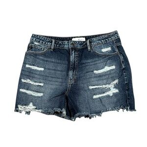 KanCan Womens High Rise Cut Off Jean Shorts Jorts Distressed Cotton Size 15‎ 31